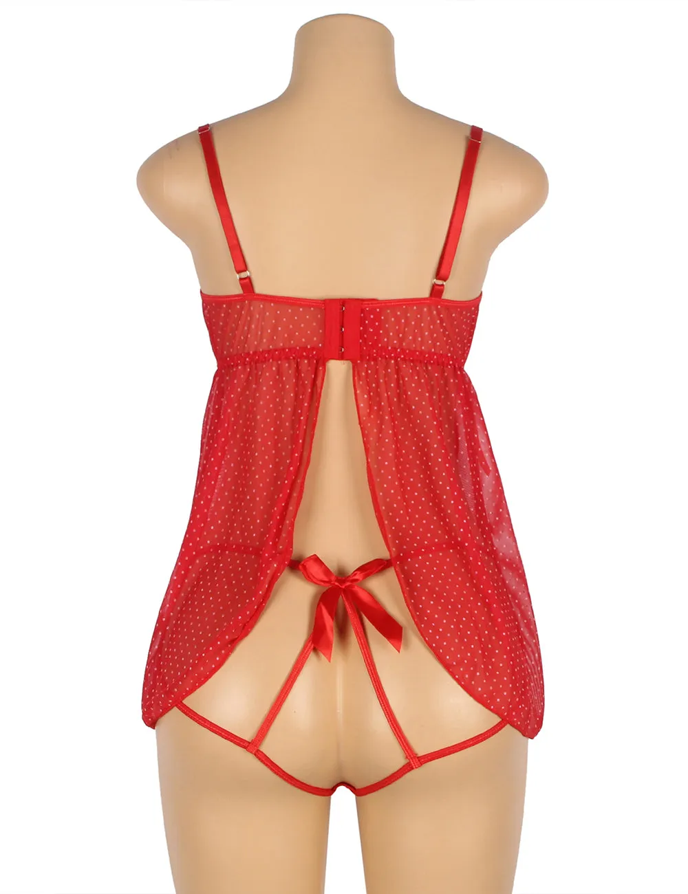 New Red Sexy Silk Bow-Knot Holollow Out Bra Open Back Side Backbydoll