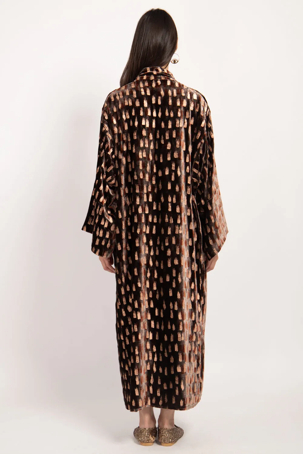 Nisrine Silk Velvet Brown Dress