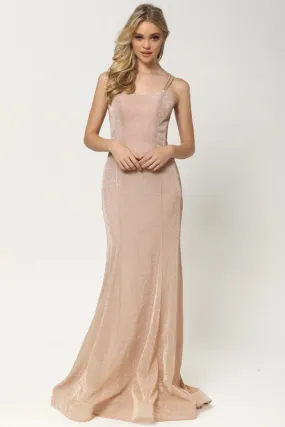 Open-Back V-Neck Long Prom Dress, Fitted