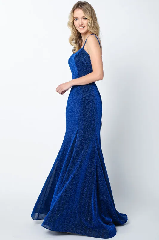 Open-Back V-Neck Long Prom Dress, Fitted