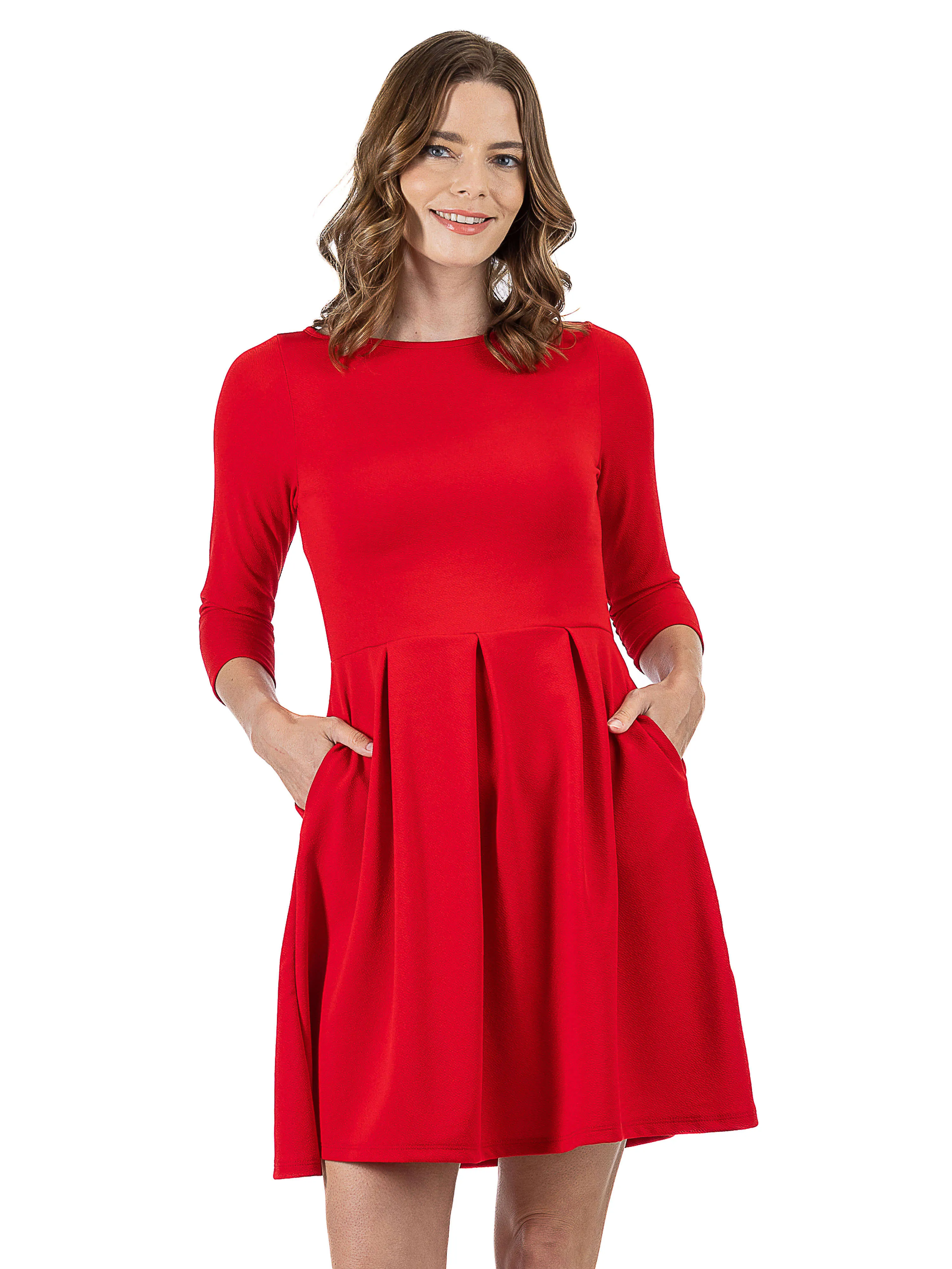 Perfect Long Sleeve Fit and Flare Pocket Dress For Women
