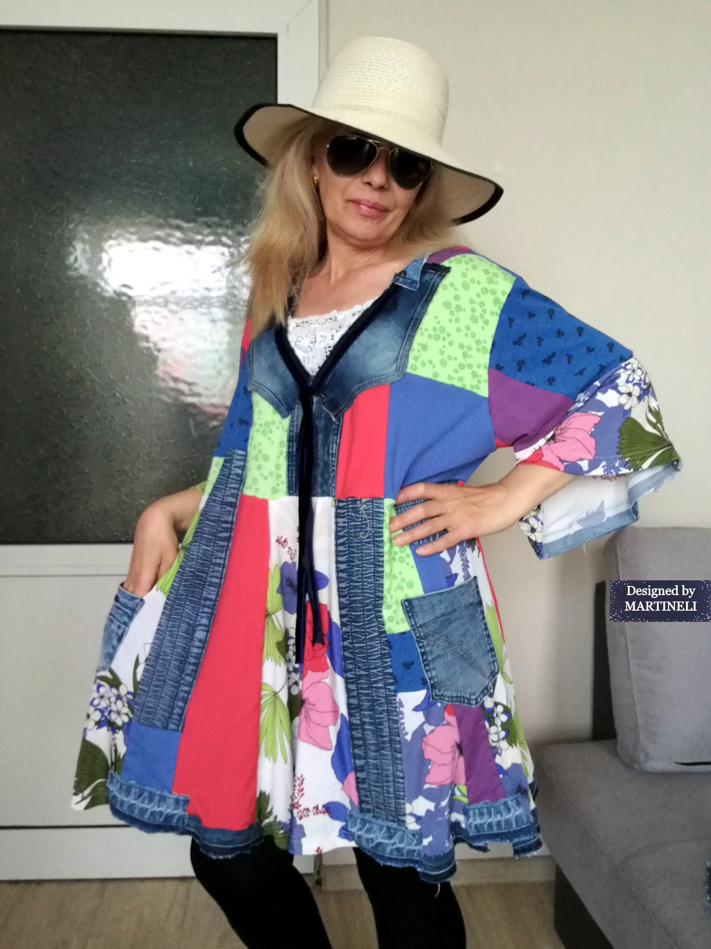 Plus Size Floral Dress 3XL Maxi Summer Denim Dress