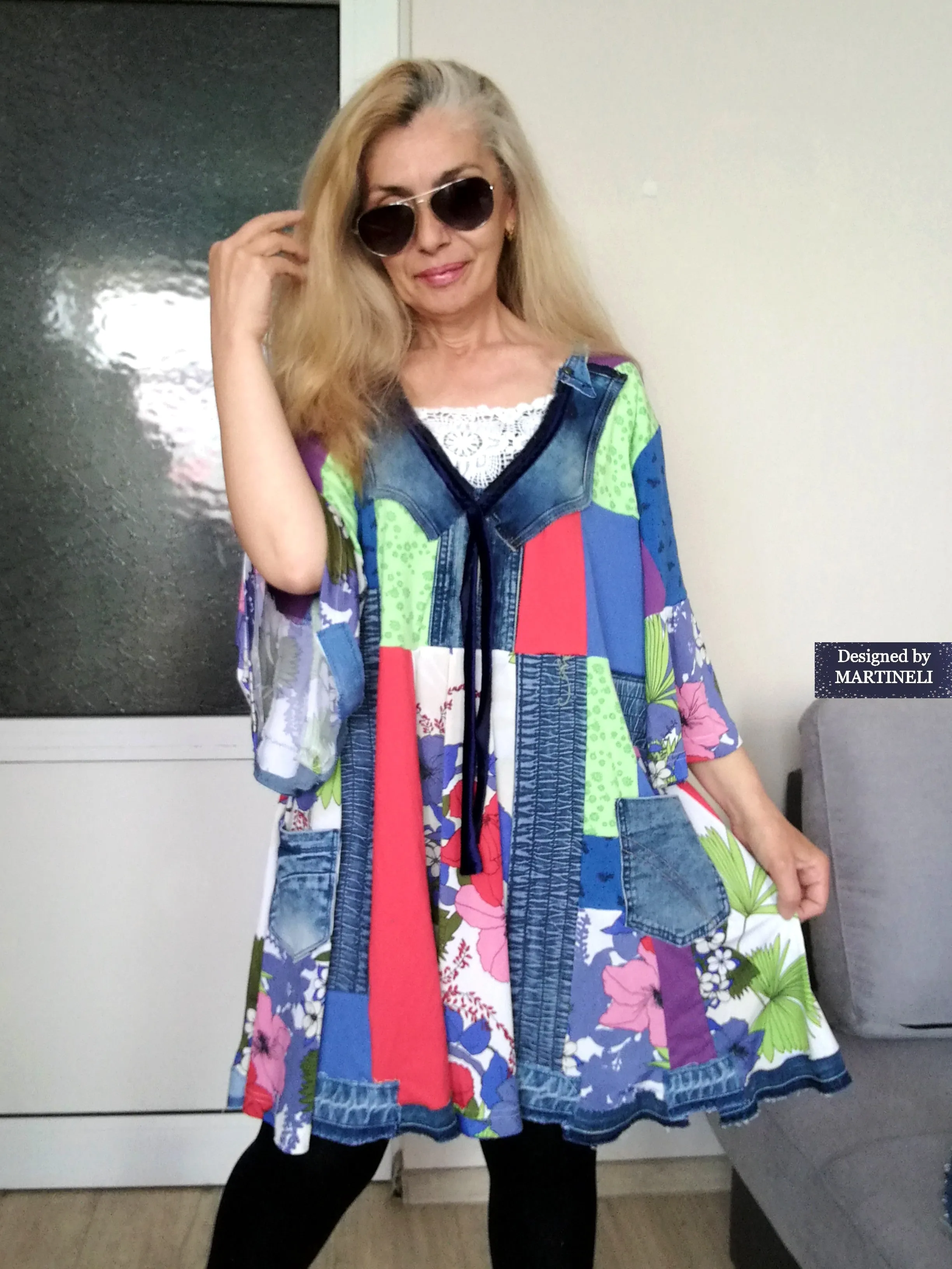 Plus Size Floral Dress 3XL Maxi Summer Denim Dress