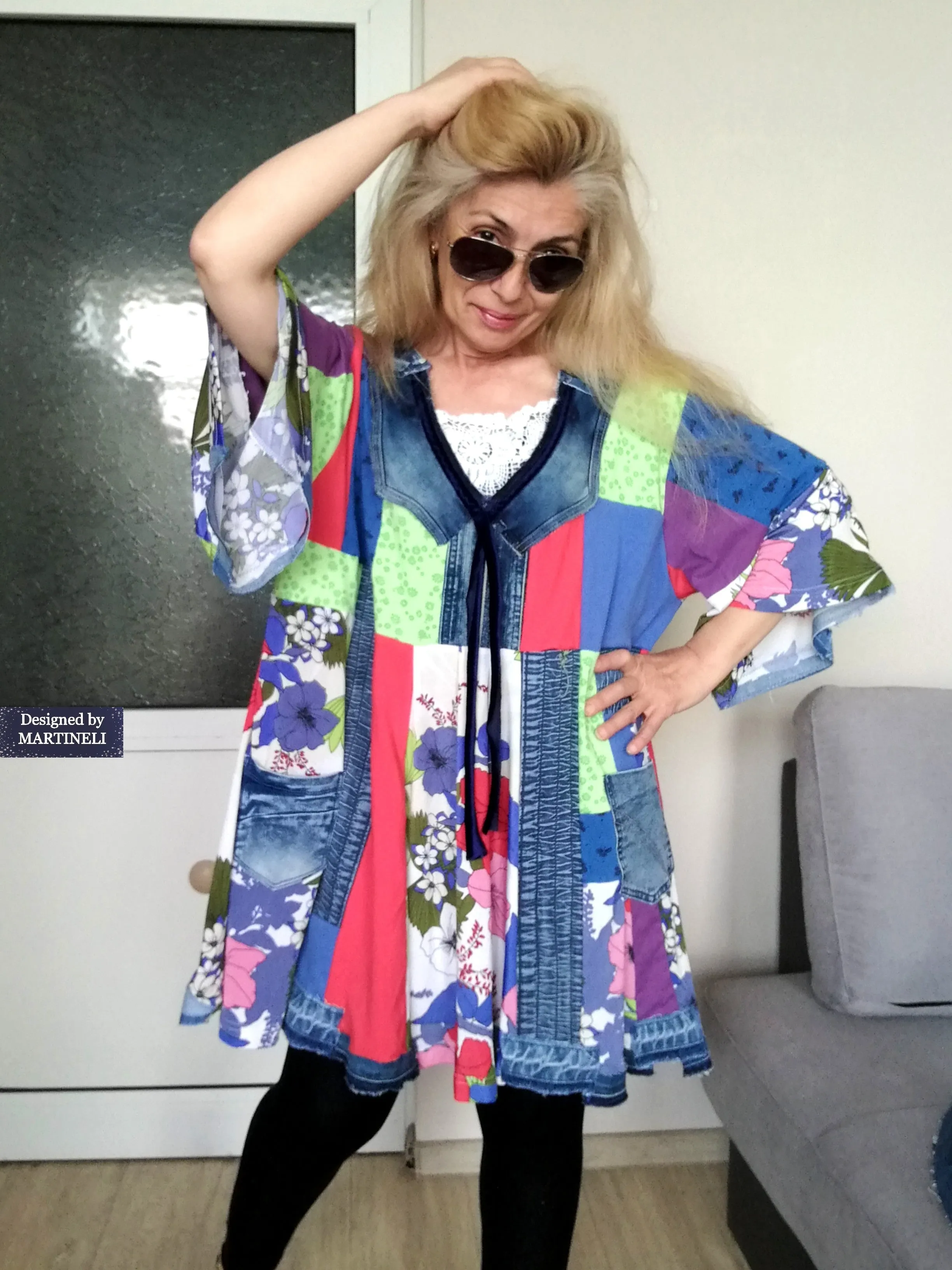 Plus Size Floral Dress 3XL Maxi Summer Denim Dress