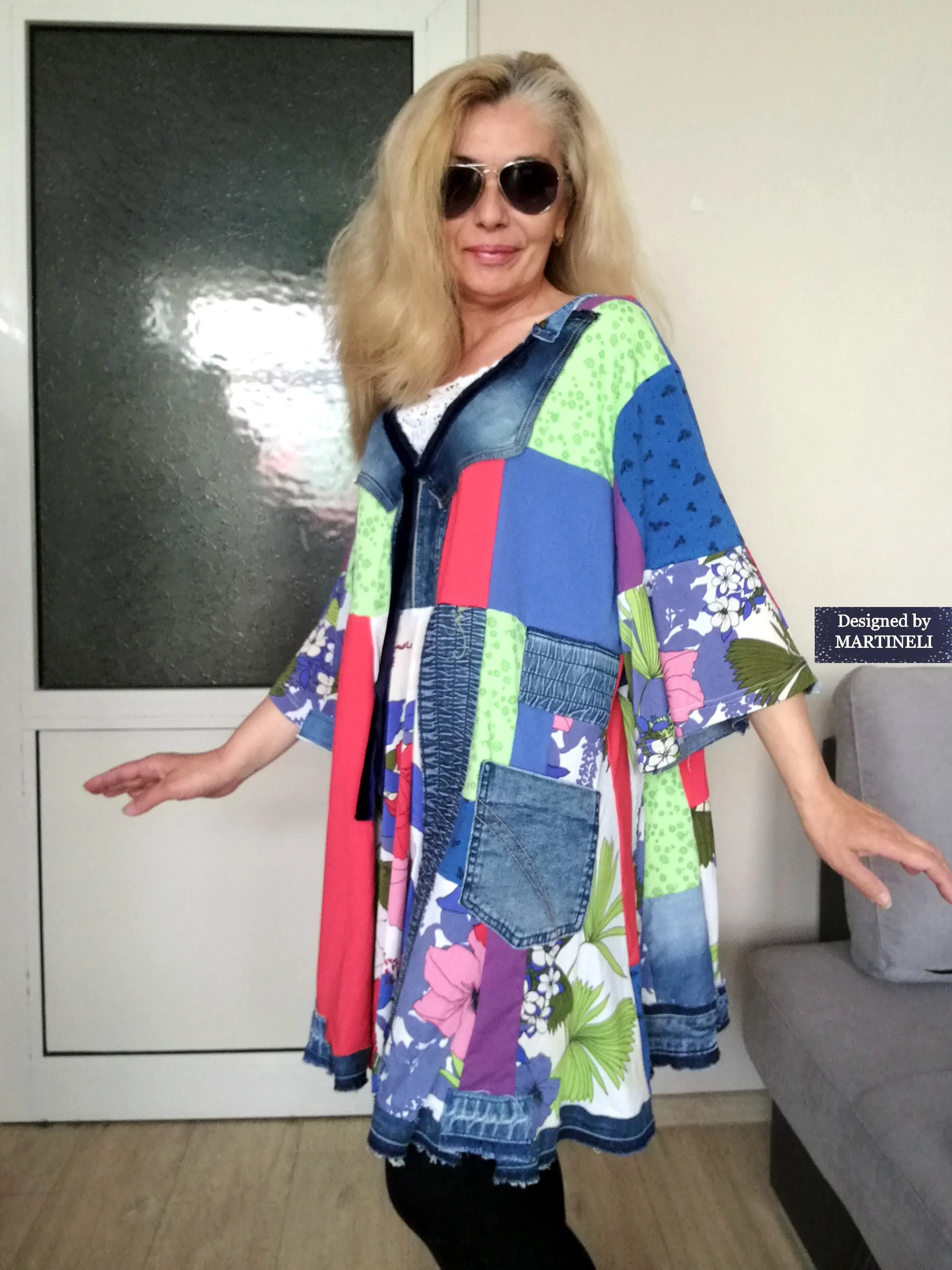 Plus Size Floral Dress 3XL Maxi Summer Denim Dress