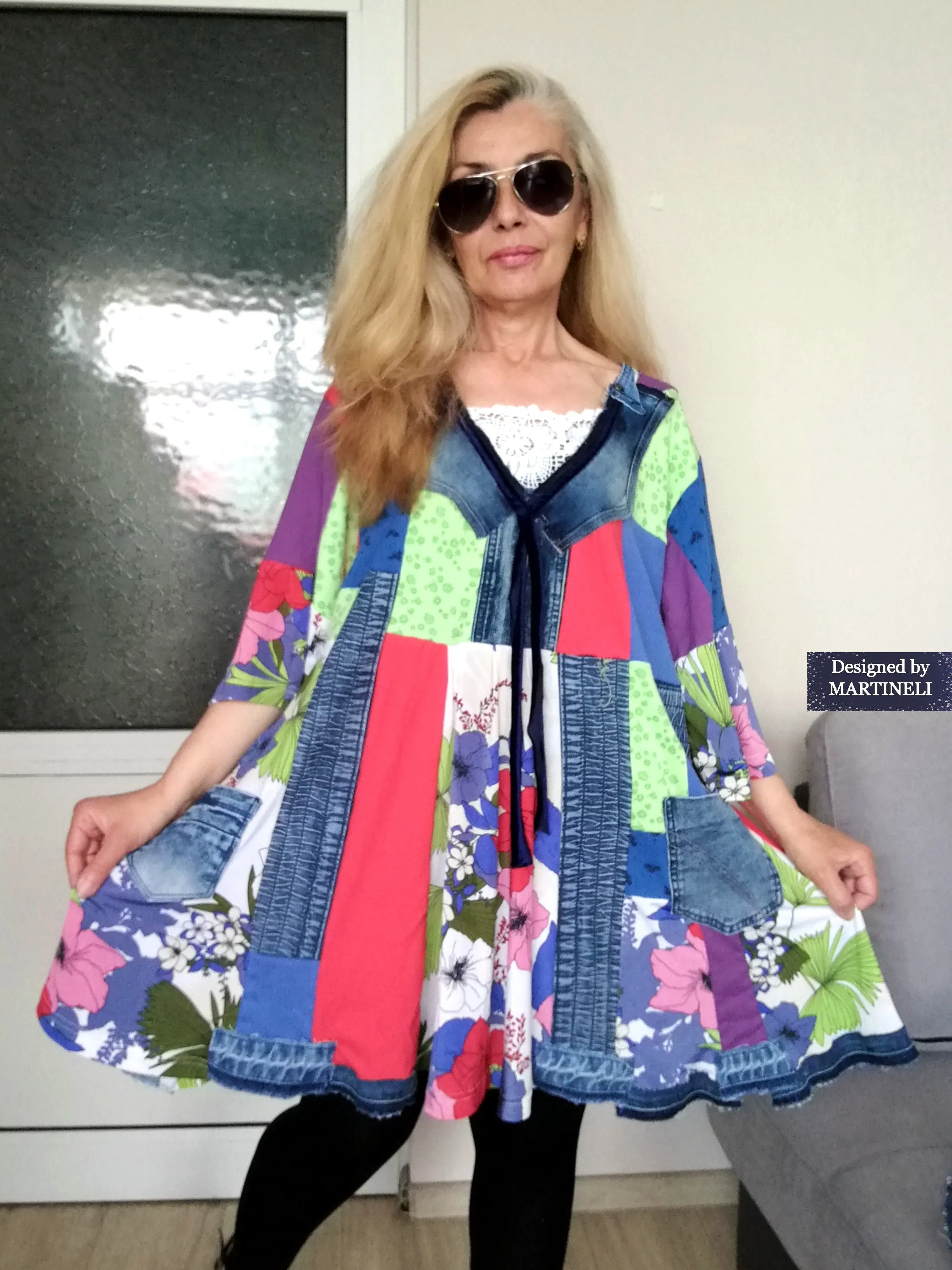 Plus Size Floral Dress 3XL Maxi Summer Denim Dress