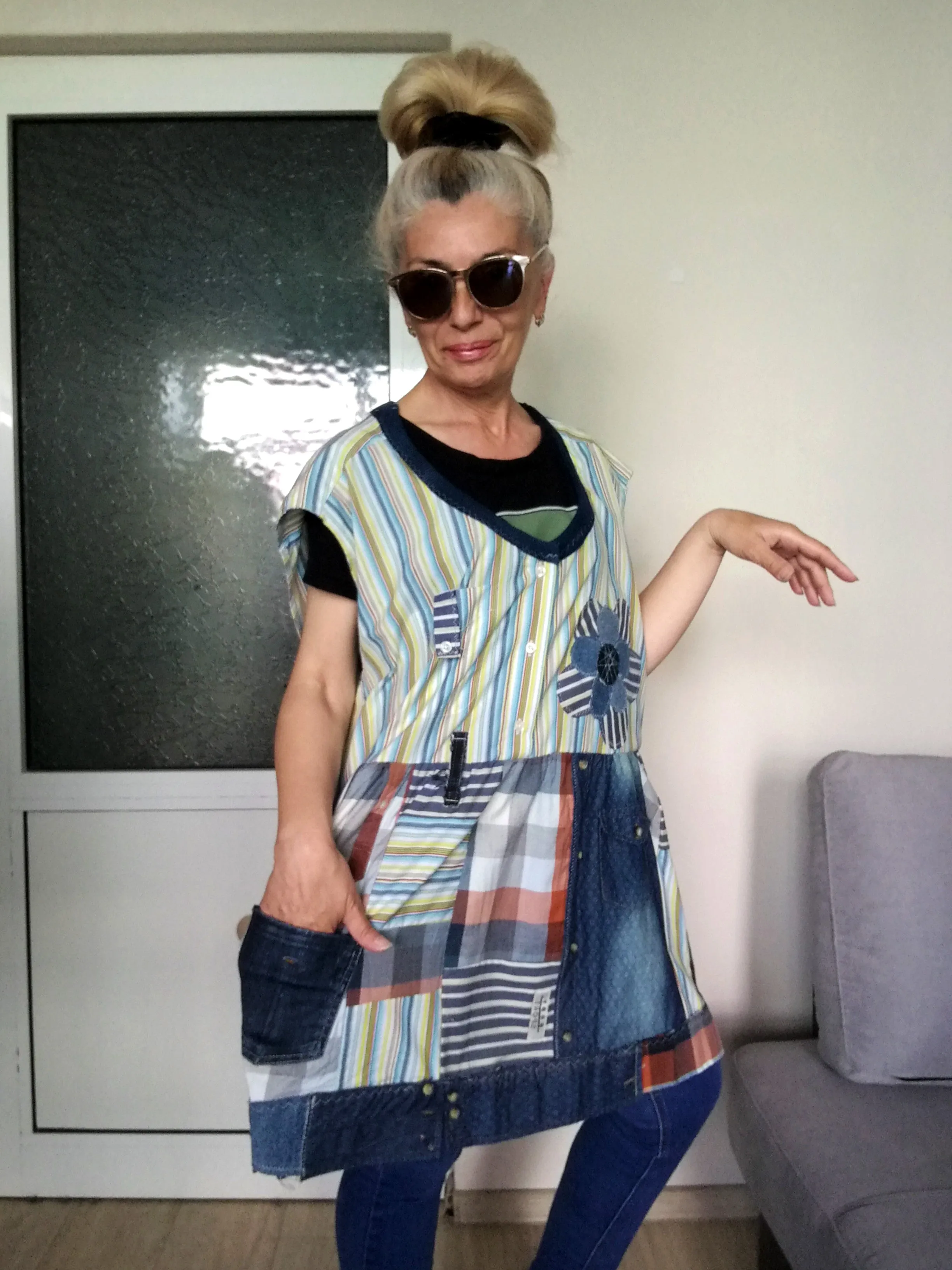 Plus Size Pinafore Dress 3X/4X Maxi Denim Overall Dress