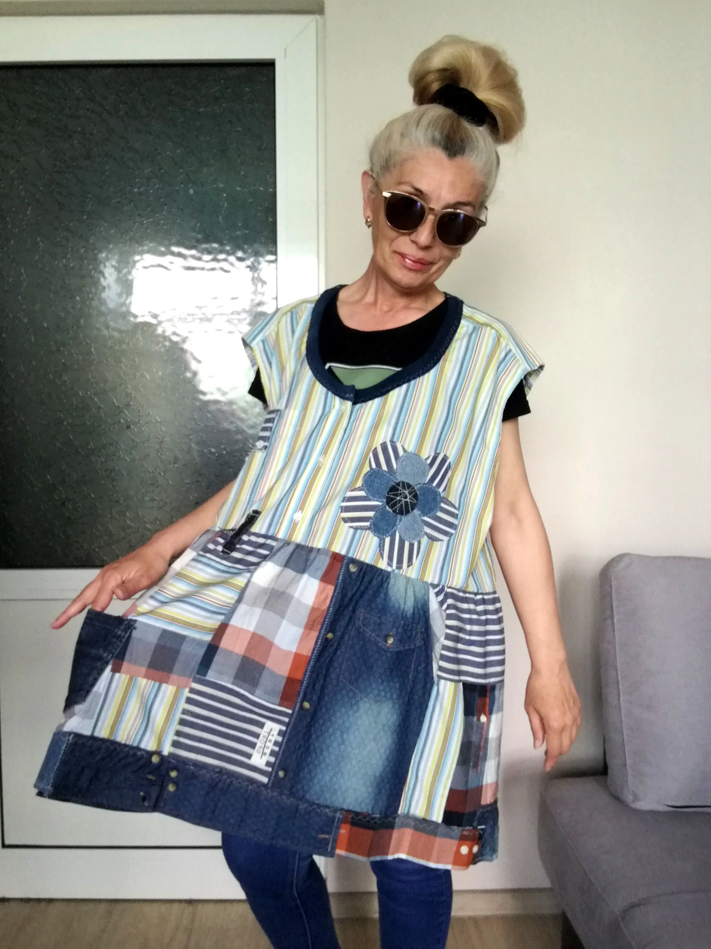 Plus Size Pinafore Dress 3X/4X Maxi Denim Overall Dress