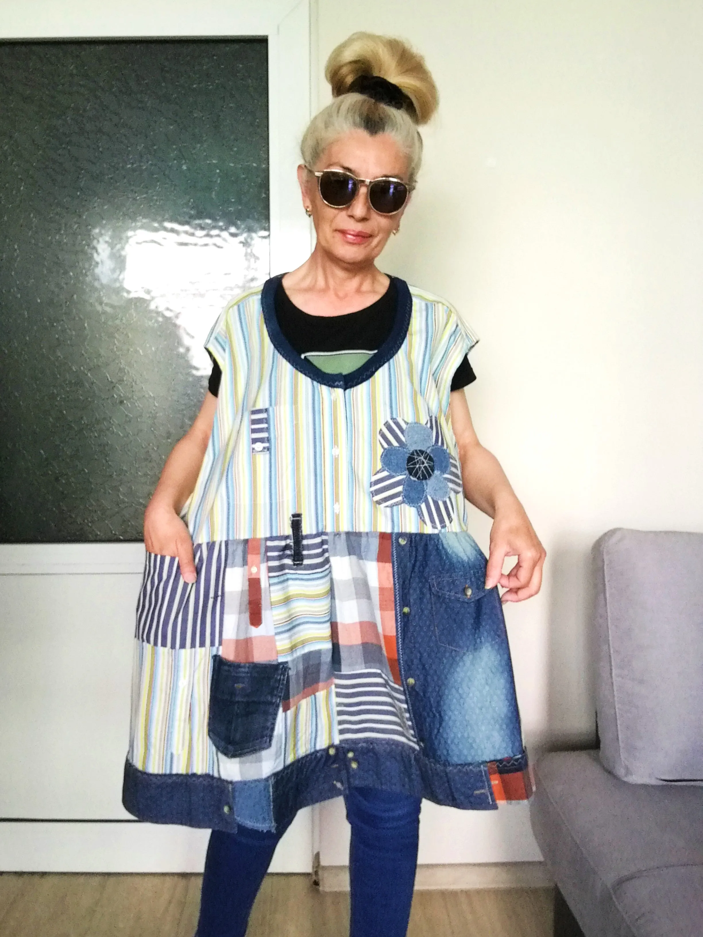 Plus Size Pinafore Dress 3X/4X Maxi Denim Overall Dress