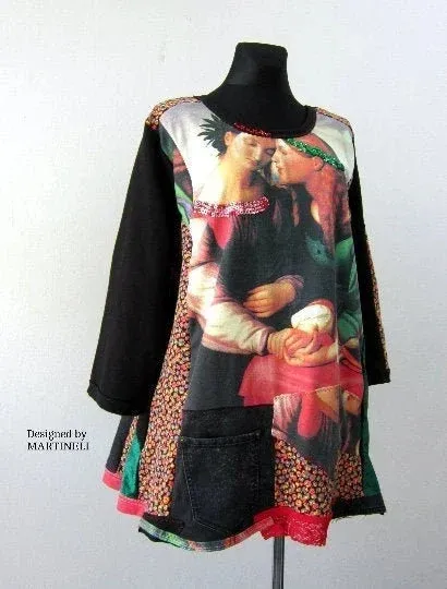 Plus Size Sweatshirt Dress,3XL Angels Print Top