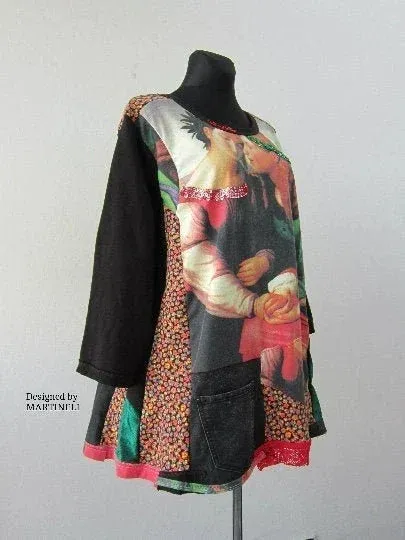 Plus Size Sweatshirt Dress,3XL Angels Print Top