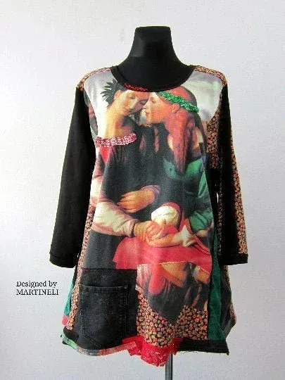 Plus Size Sweatshirt Dress,3XL Angels Print Top