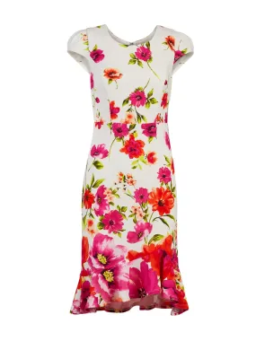 Puff-Sleeve Ruffled Sheath Dress - Magic Crepe®