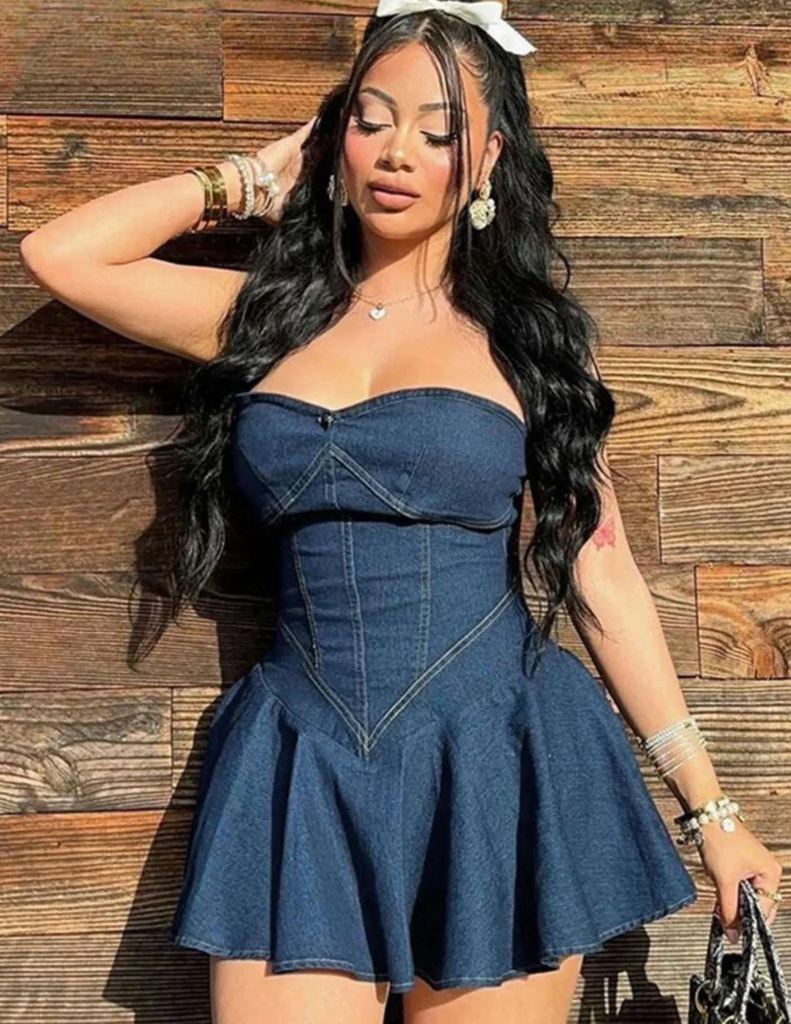 "Trendy Strapless Denim Bodycon Dress - Y2K Hipster Fashion for Summer Parties & Concerts"