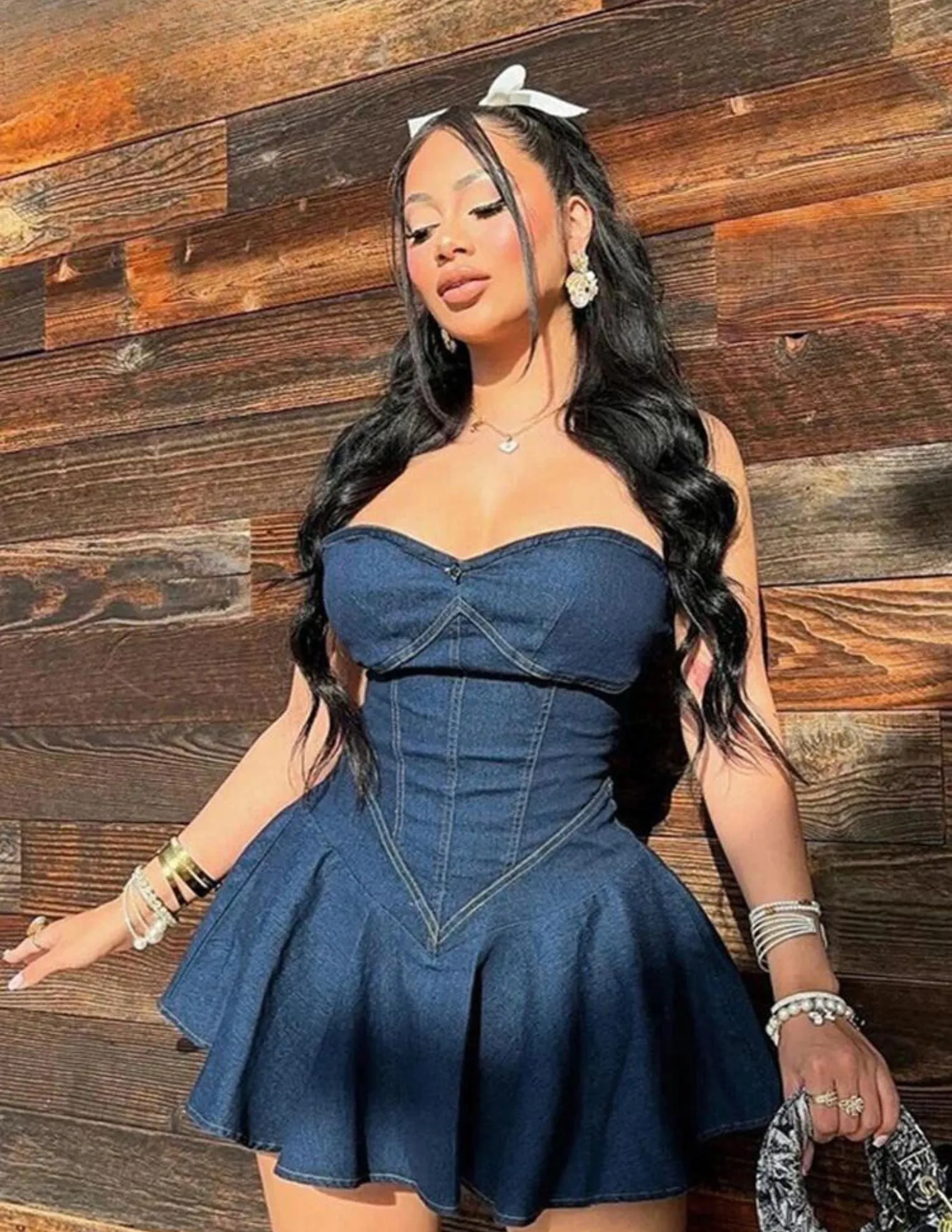 "Trendy Strapless Denim Bodycon Dress - Y2K Hipster Fashion for Summer Parties & Concerts"