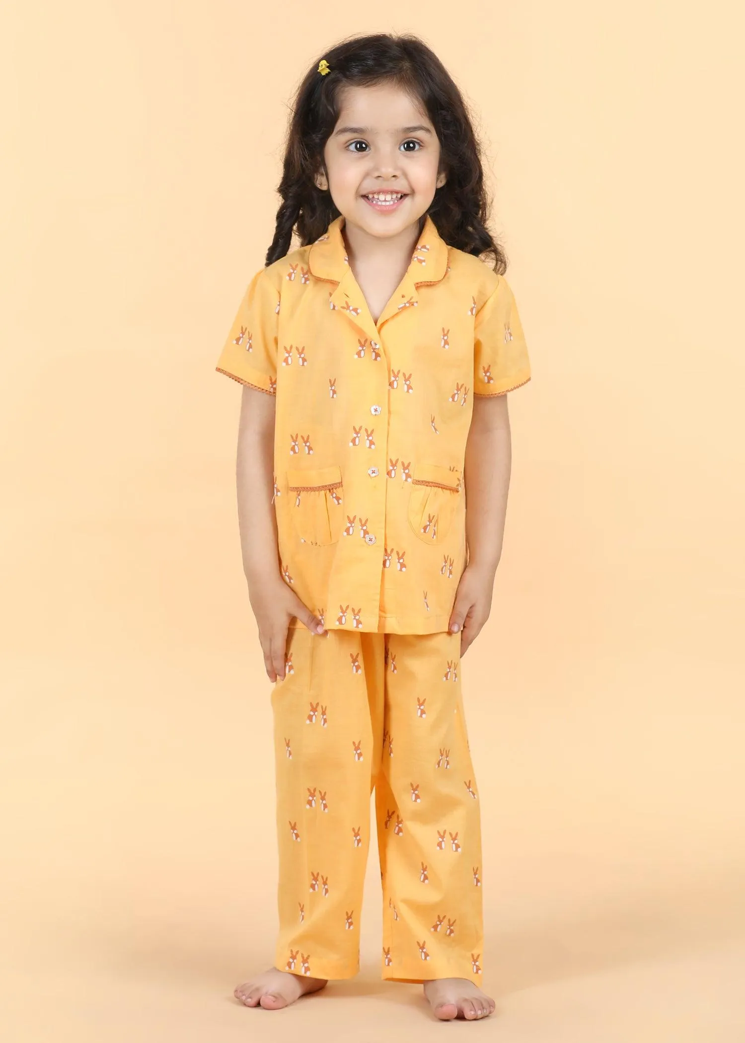 Rabbie Honey Half Sleeves Cotton Girl's Nightsuit (1-12 Yrs)