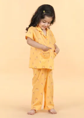 Rabbie Honey Half Sleeves Cotton Girl's Nightsuit (1-12 Yrs)