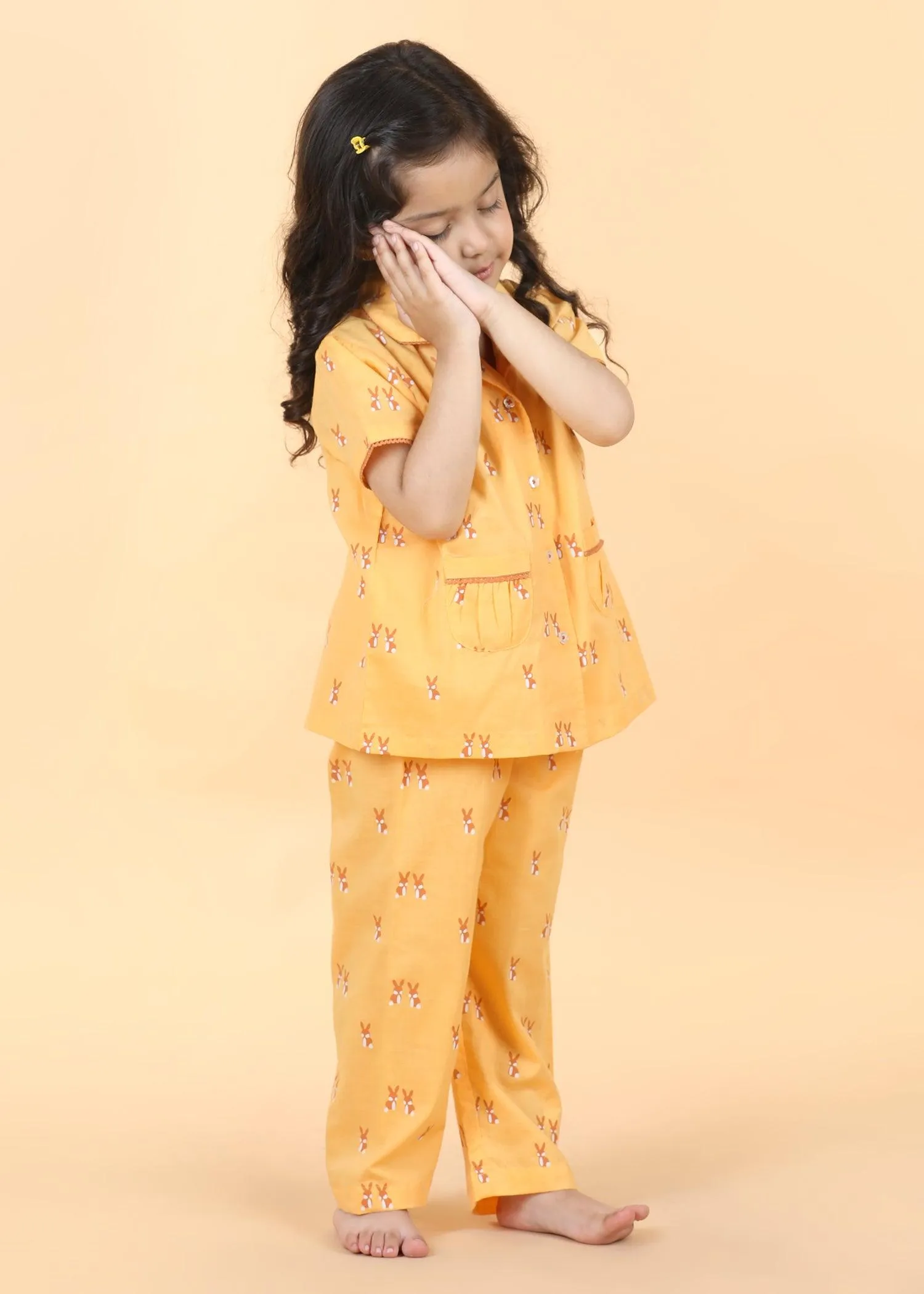 Rabbie Honey Half Sleeves Cotton Girl's Nightsuit (1-12 Yrs)