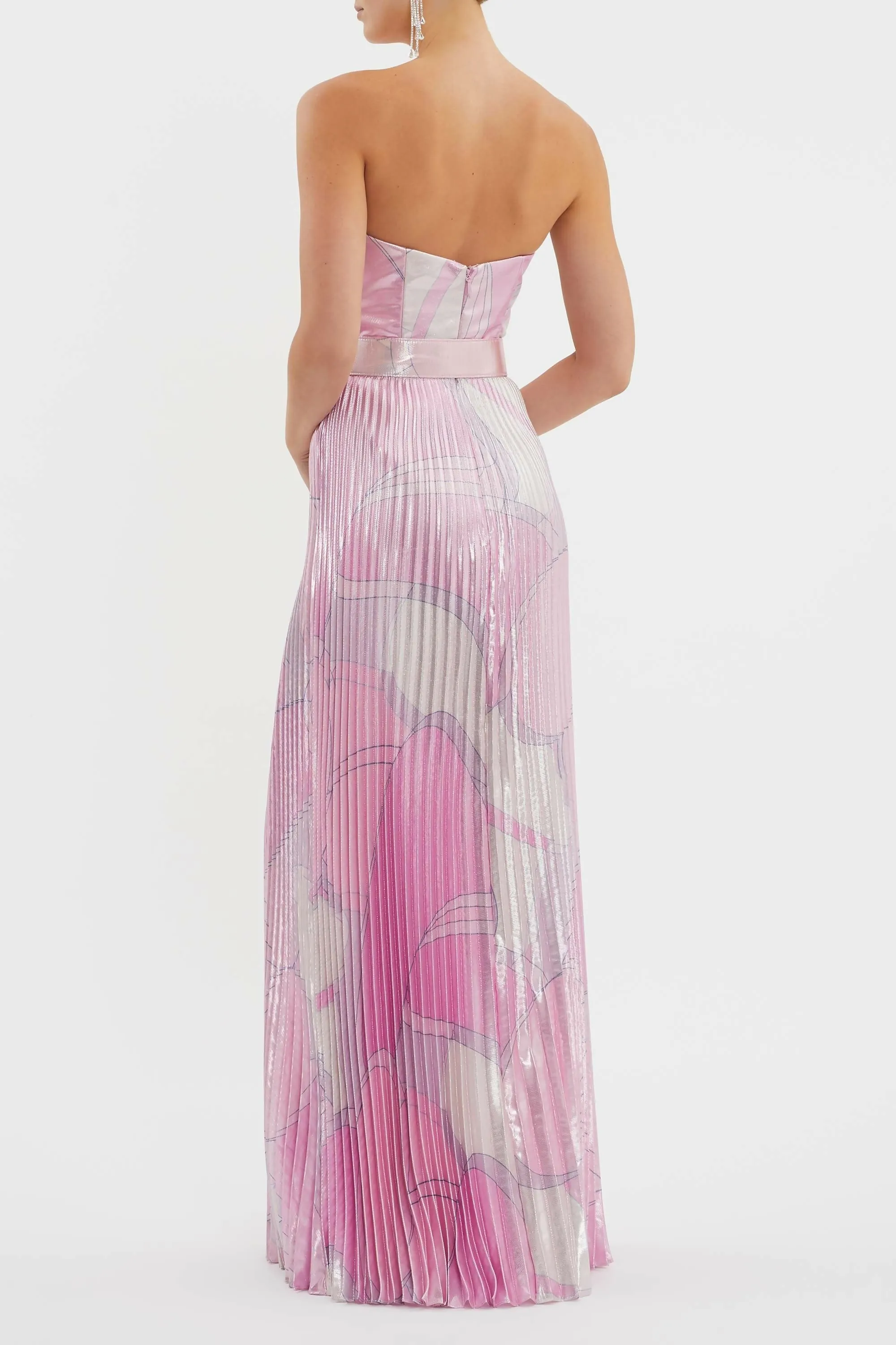 Rebecca Vallance The Samar Strapless Gown Pink Print Size 10