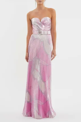 Rebecca Vallance The Samar Strapless Gown Pink Print Size 10