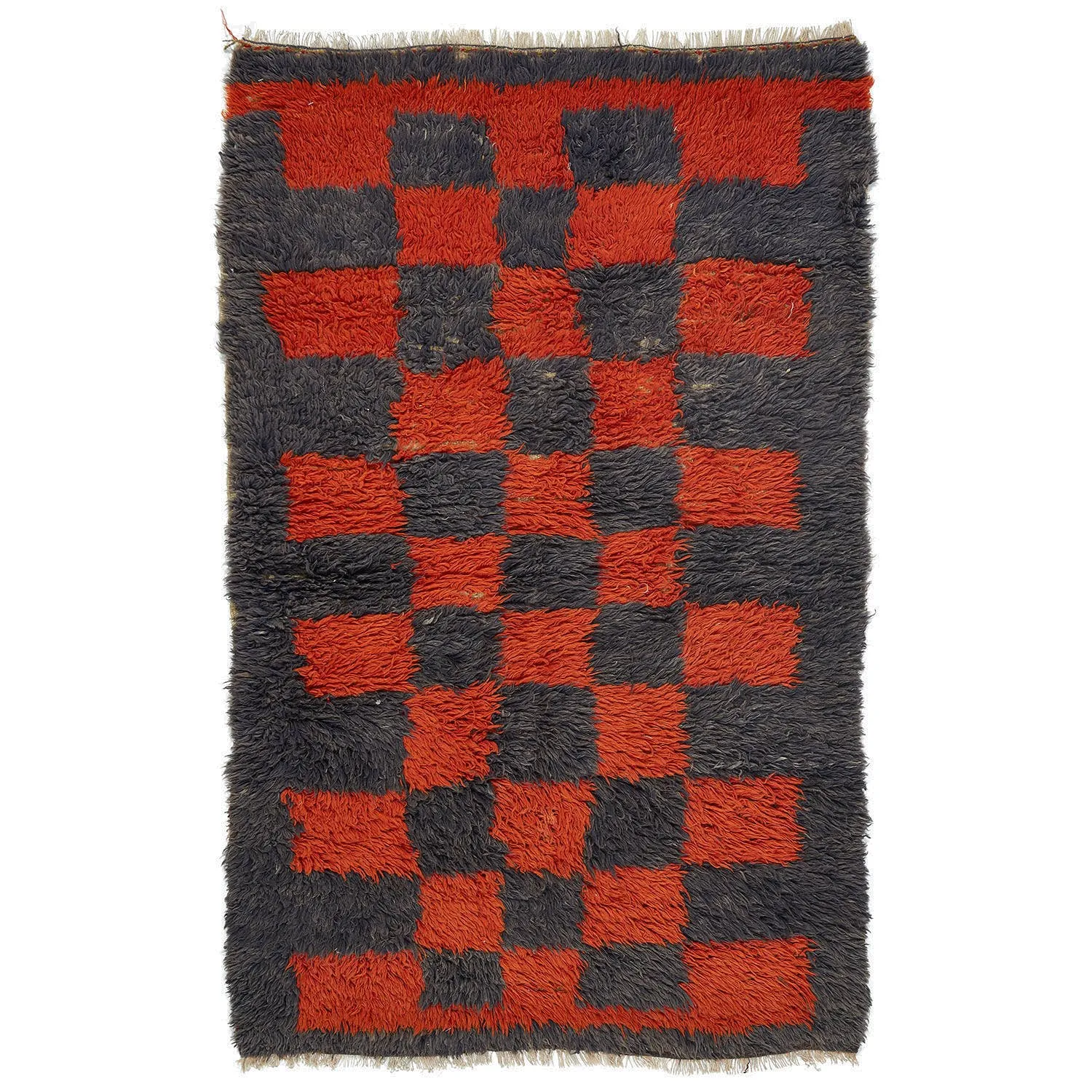 Red & Black Vintage Traditional Wool Rug - 3'10" x 5'11"