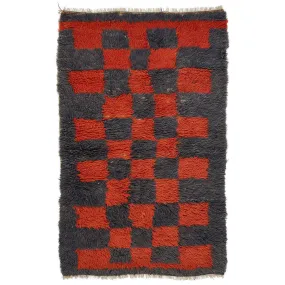 Red & Black Vintage Traditional Wool Rug - 3'10" x 5'11"