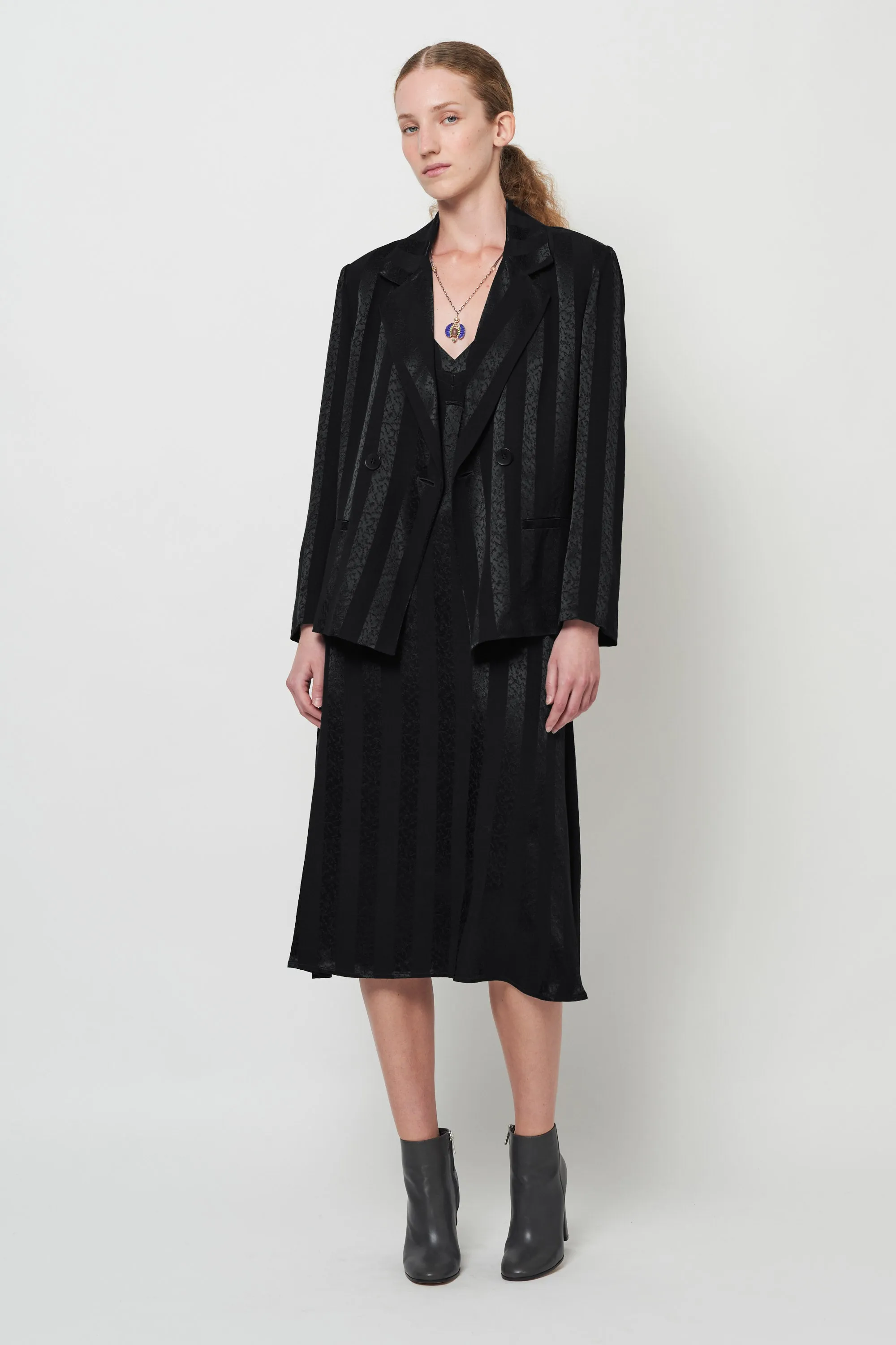 Satin Stripe Black Mahlia Blazer