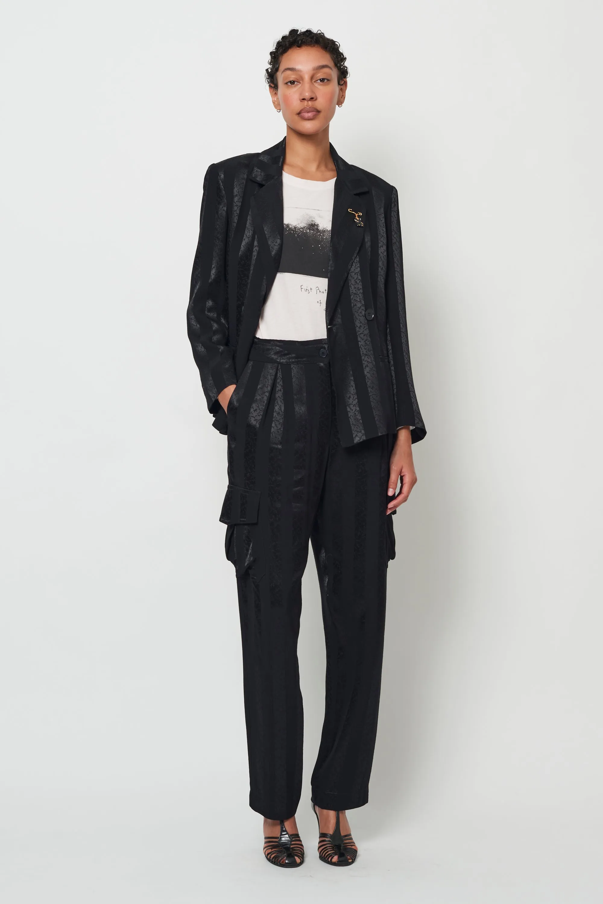 Satin Stripe Black Mahlia Blazer