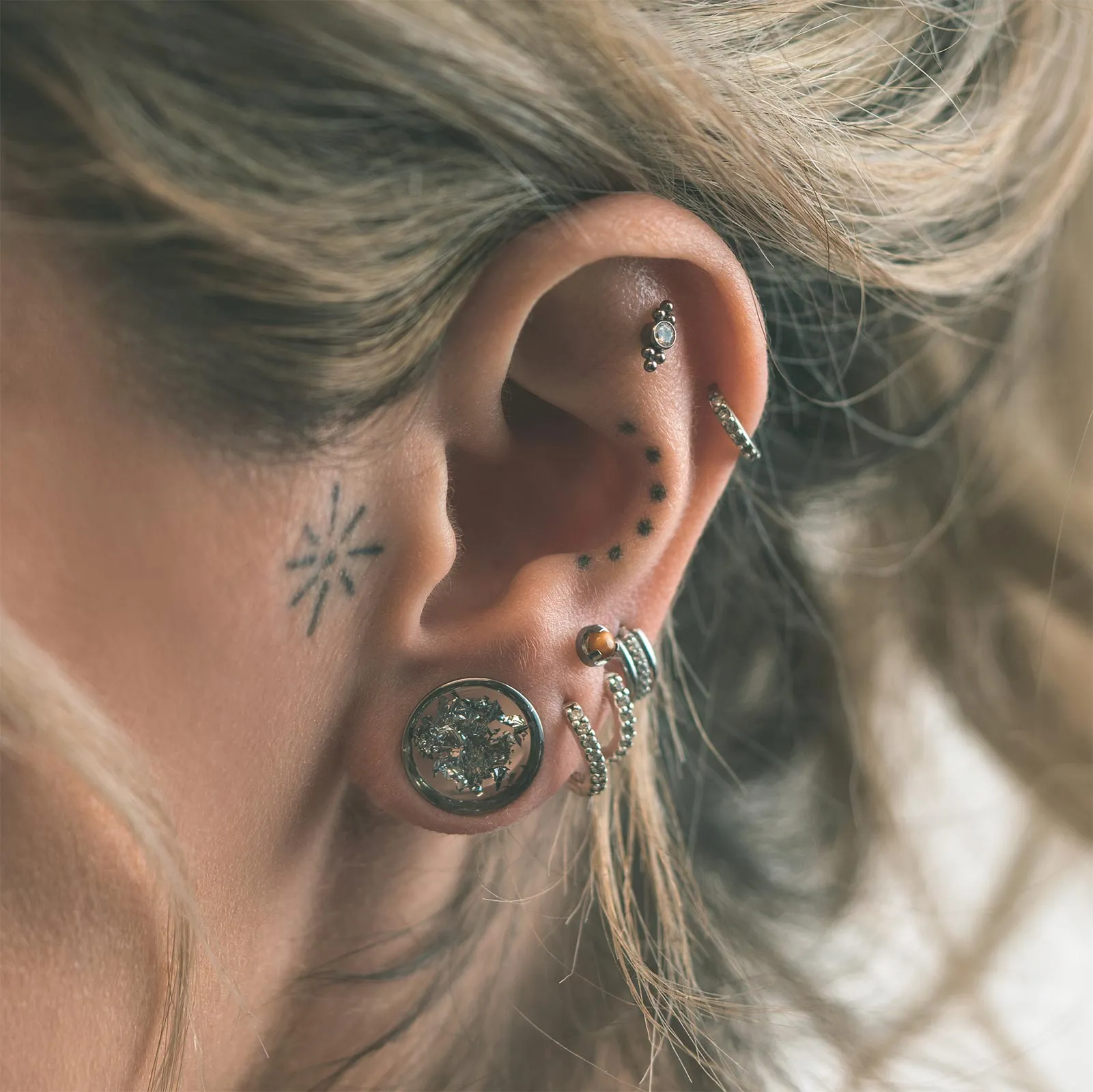 Silver Flake Double Flare Surgical Steel Plug