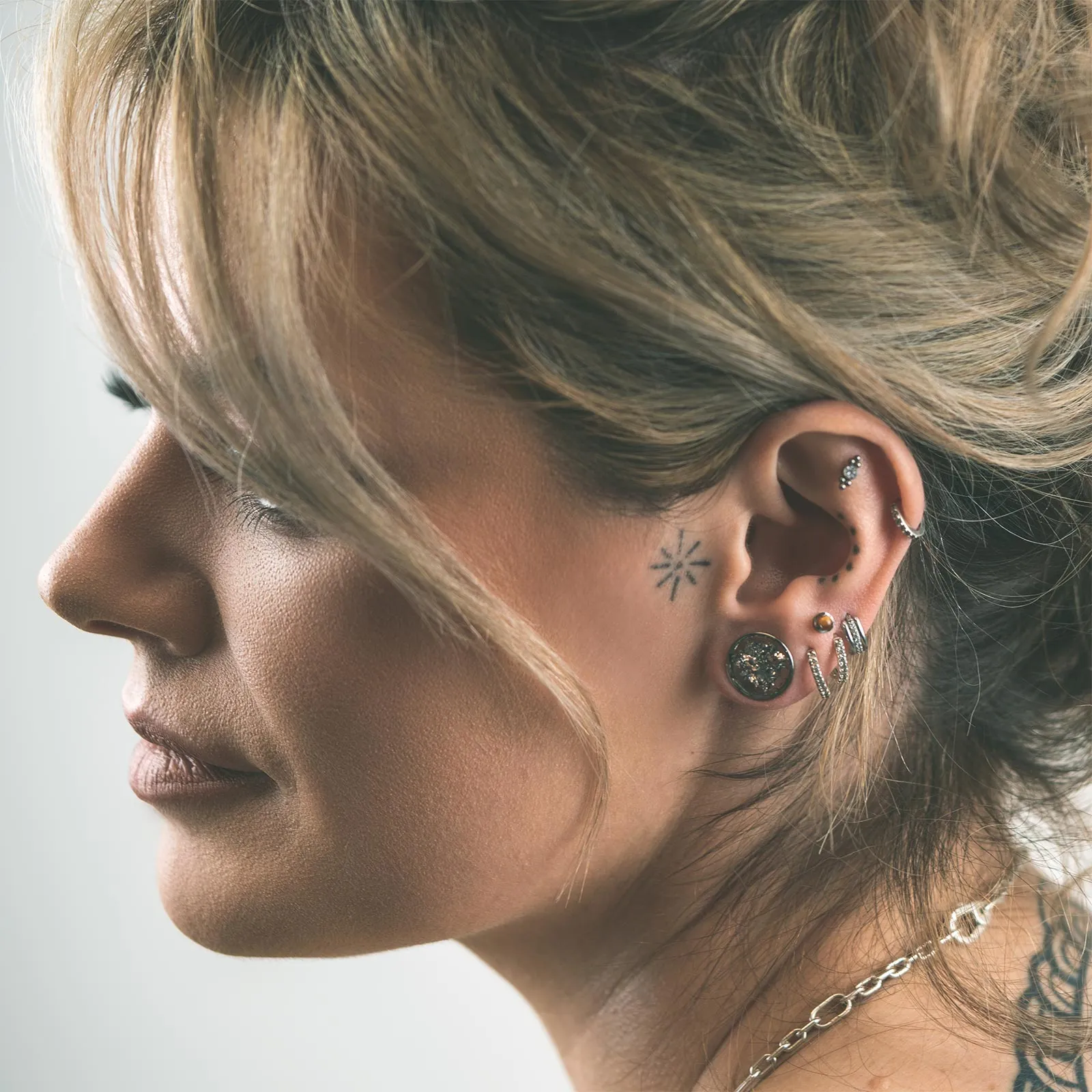 Silver Flake Double Flare Surgical Steel Plug