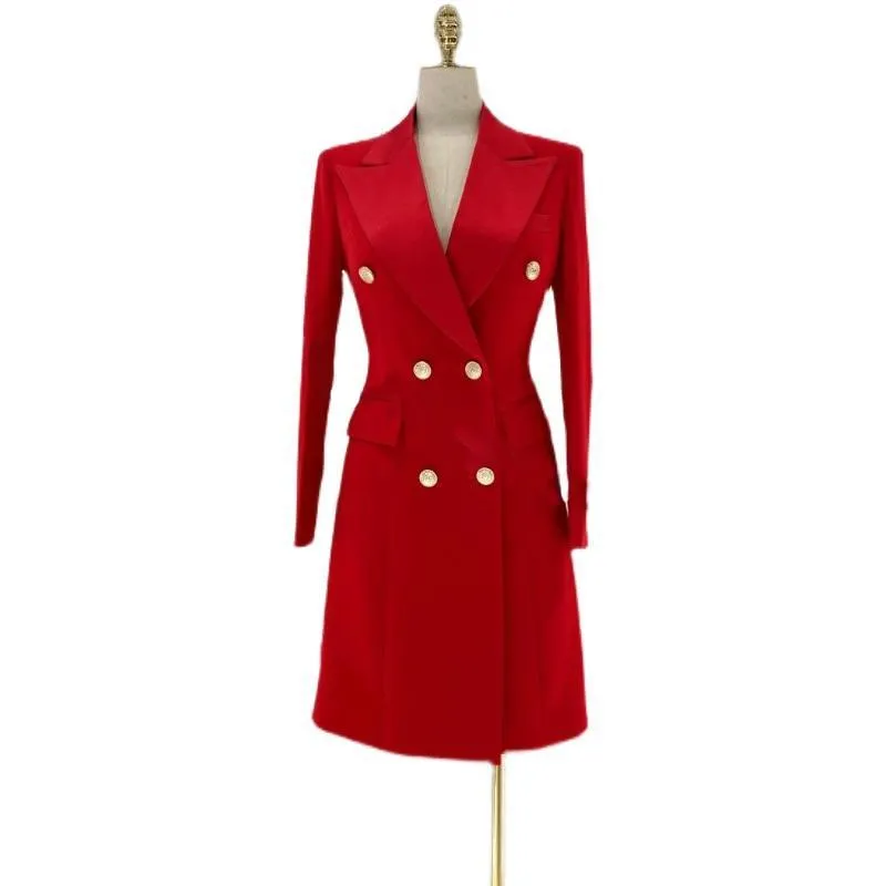 Sleek Women Blazer Dress with Pockets