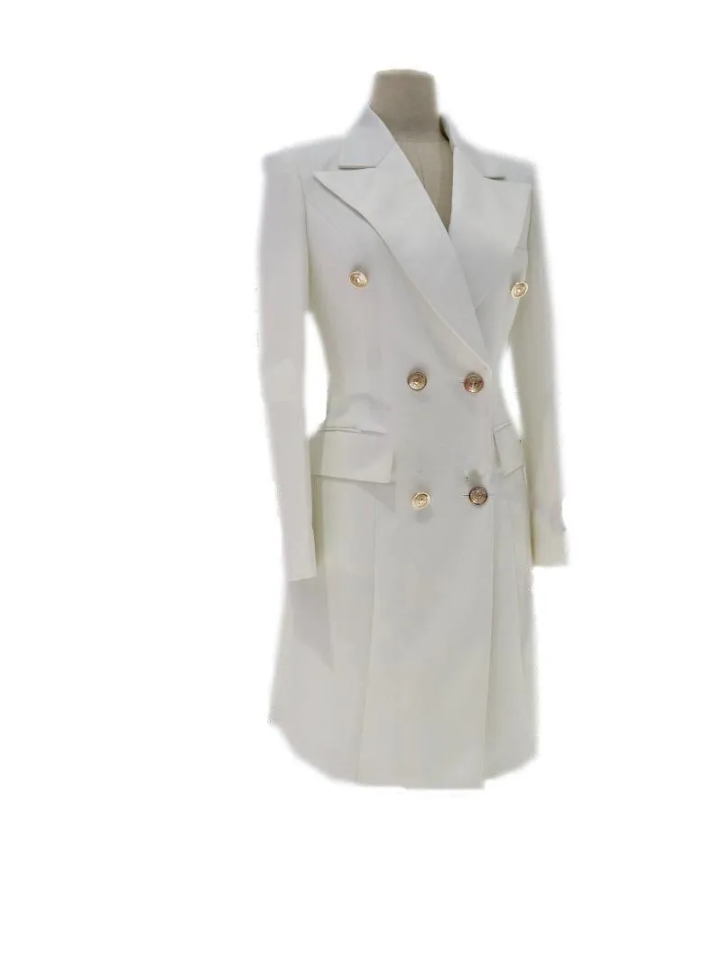 Sleek Women Blazer Dress with Pockets