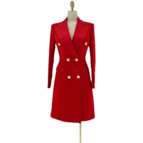 Sleek Women Blazer Dress with Pockets