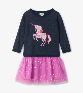 Star Cluster Unicorn Drop Waist Tulle Dress | Hatley