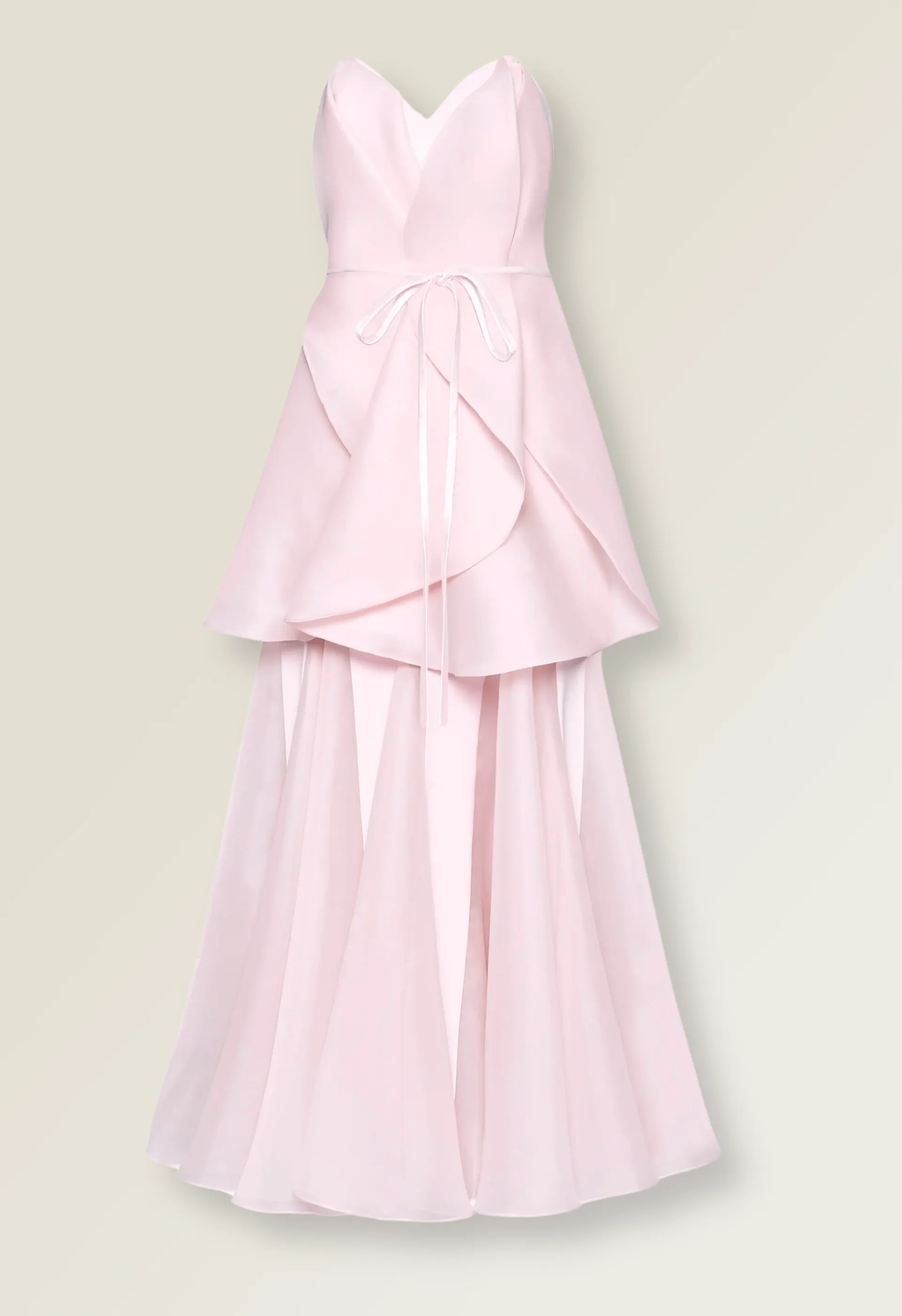 Strapless organza and crepe ballgown