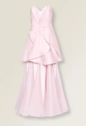 Strapless organza and crepe ballgown