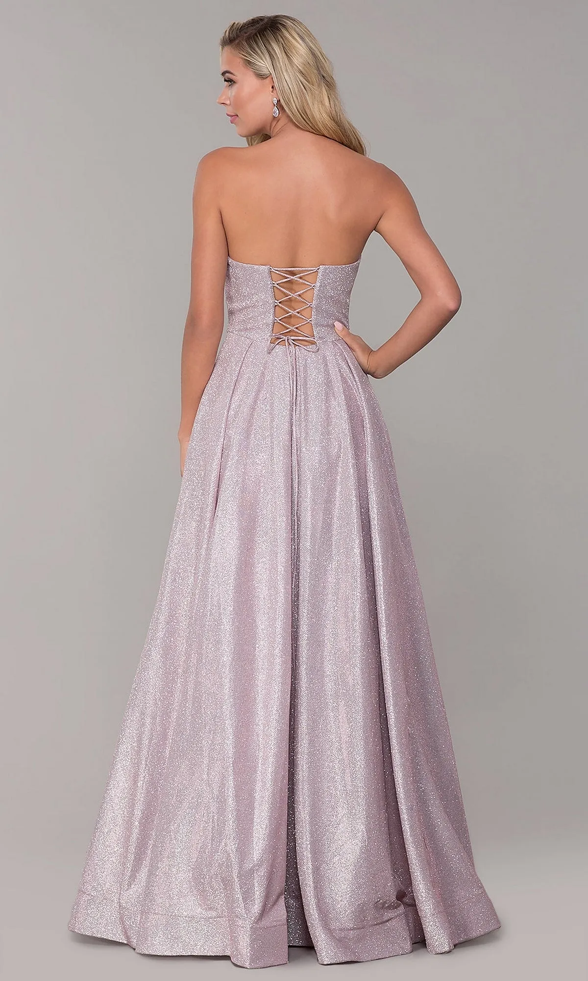 Strapless Sweetheart Glitter Formal Ball Gown