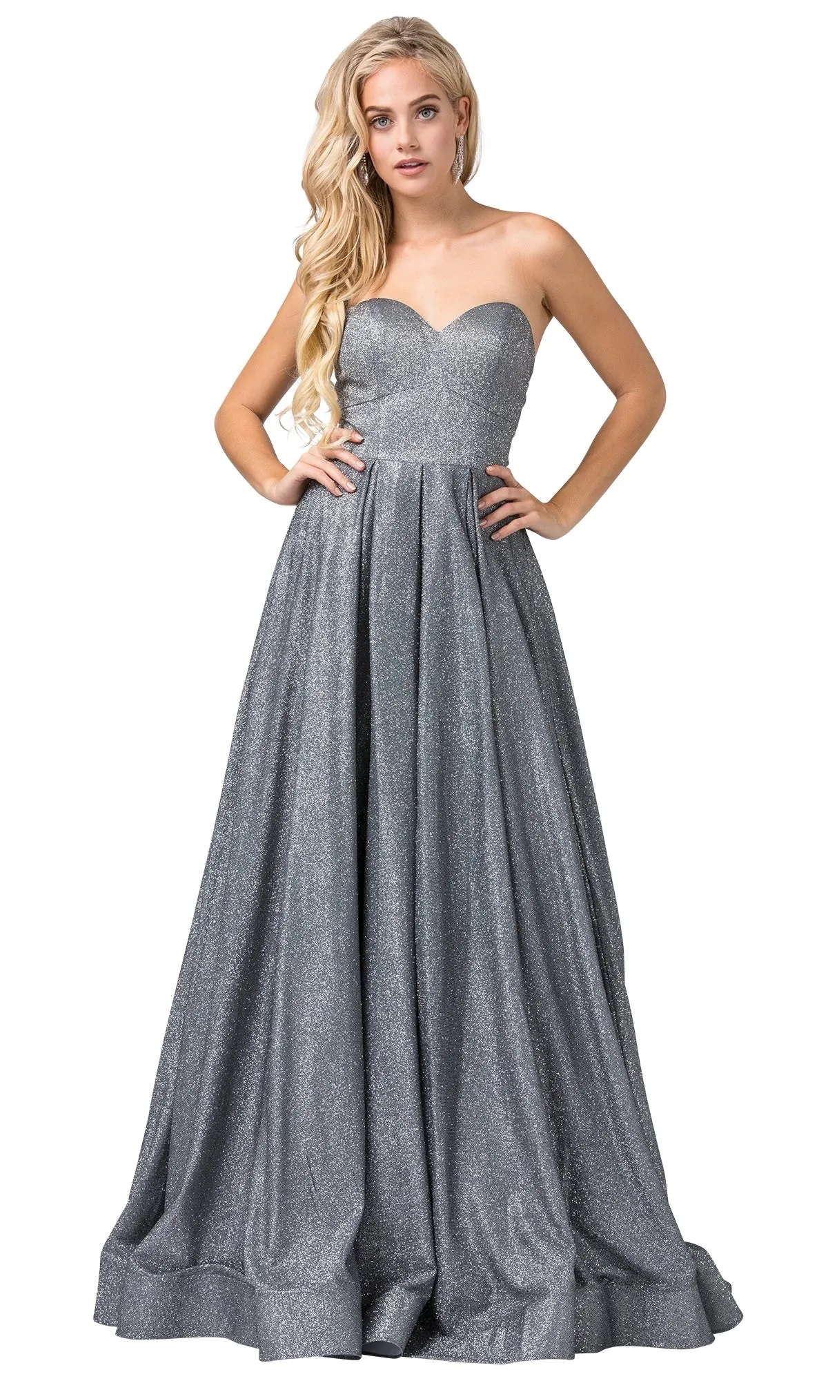 Strapless Sweetheart Glitter Formal Ball Gown