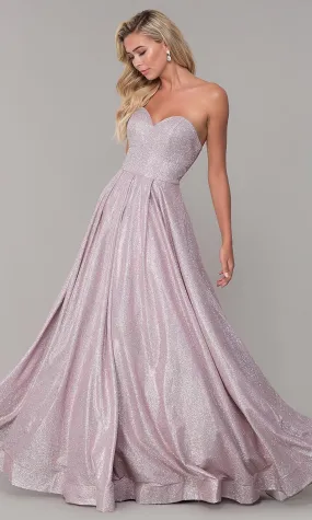 Strapless Sweetheart Glitter Formal Ball Gown