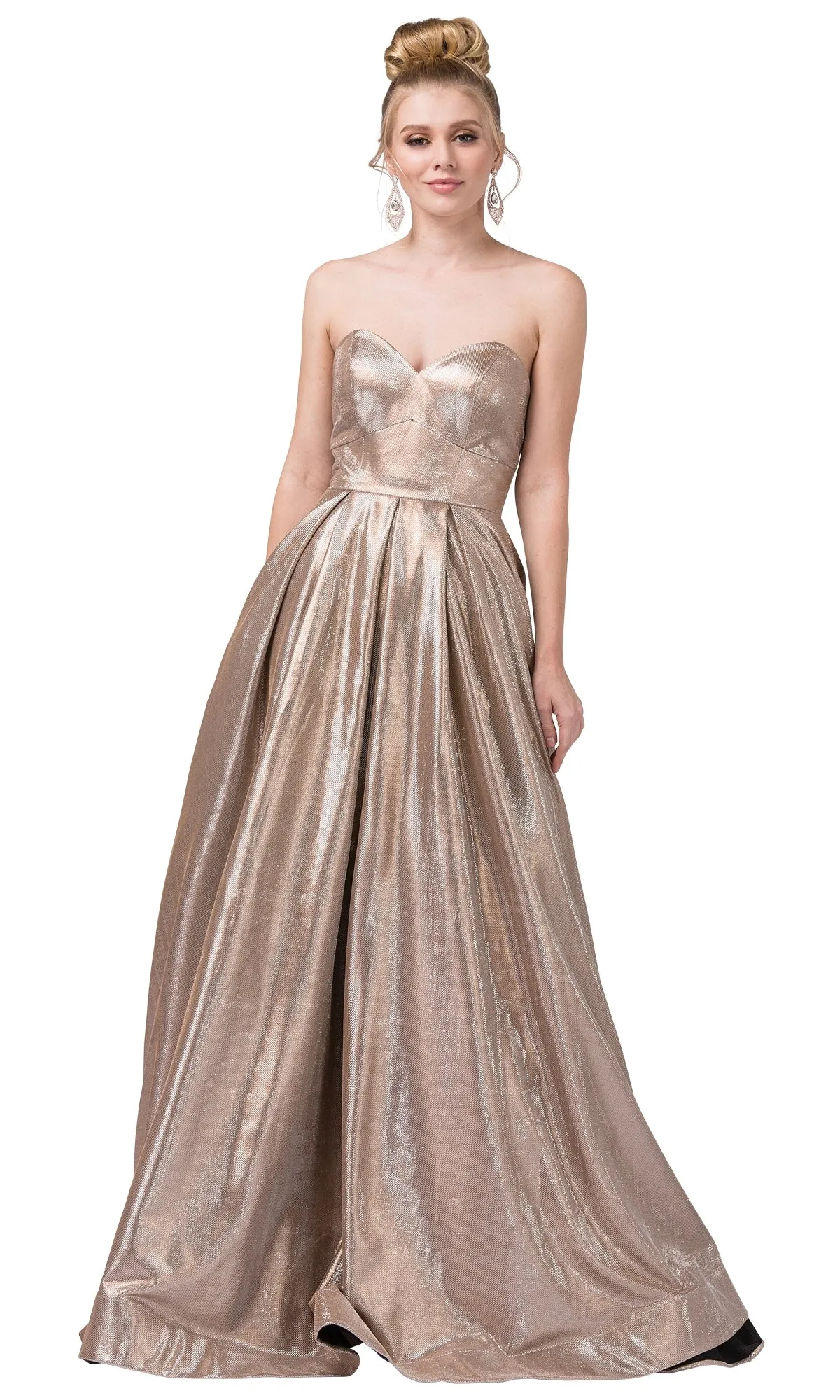 Strapless Sweetheart Glitter Formal Ball Gown