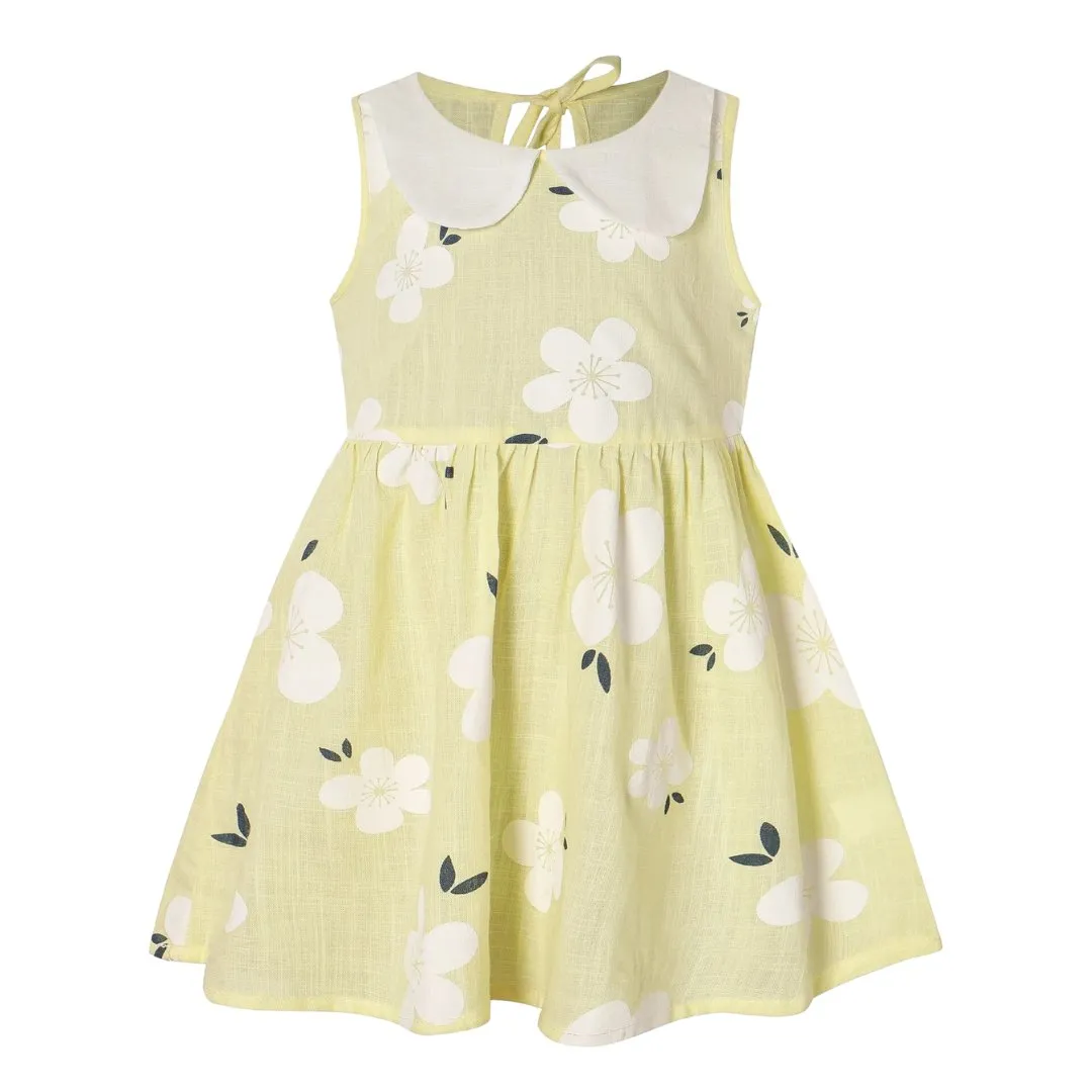 Summer Linen Cotton Girl's Dress - Sleeveless