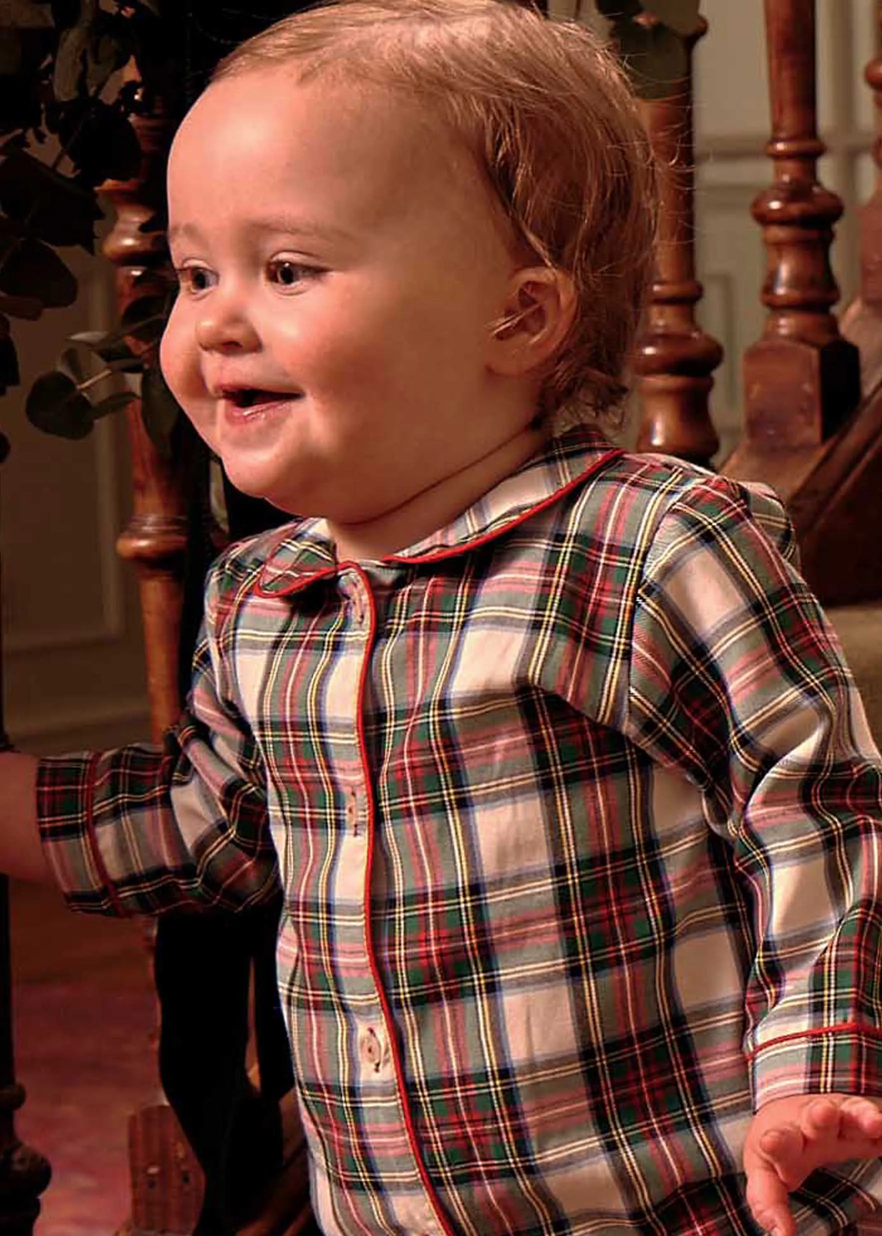 Sussex Tartan Peter Pan Collar Nightwear in Red (6mths-3yrs)