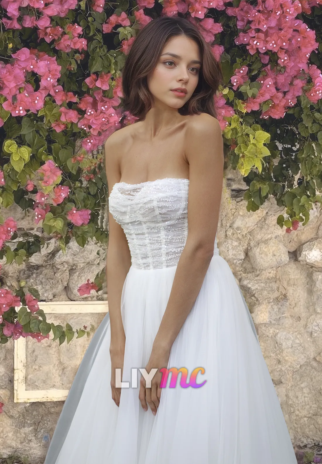 Sweetheart Strapless Sleeveless Pleated Tulle A-Line Ball Gown Wedding Dress