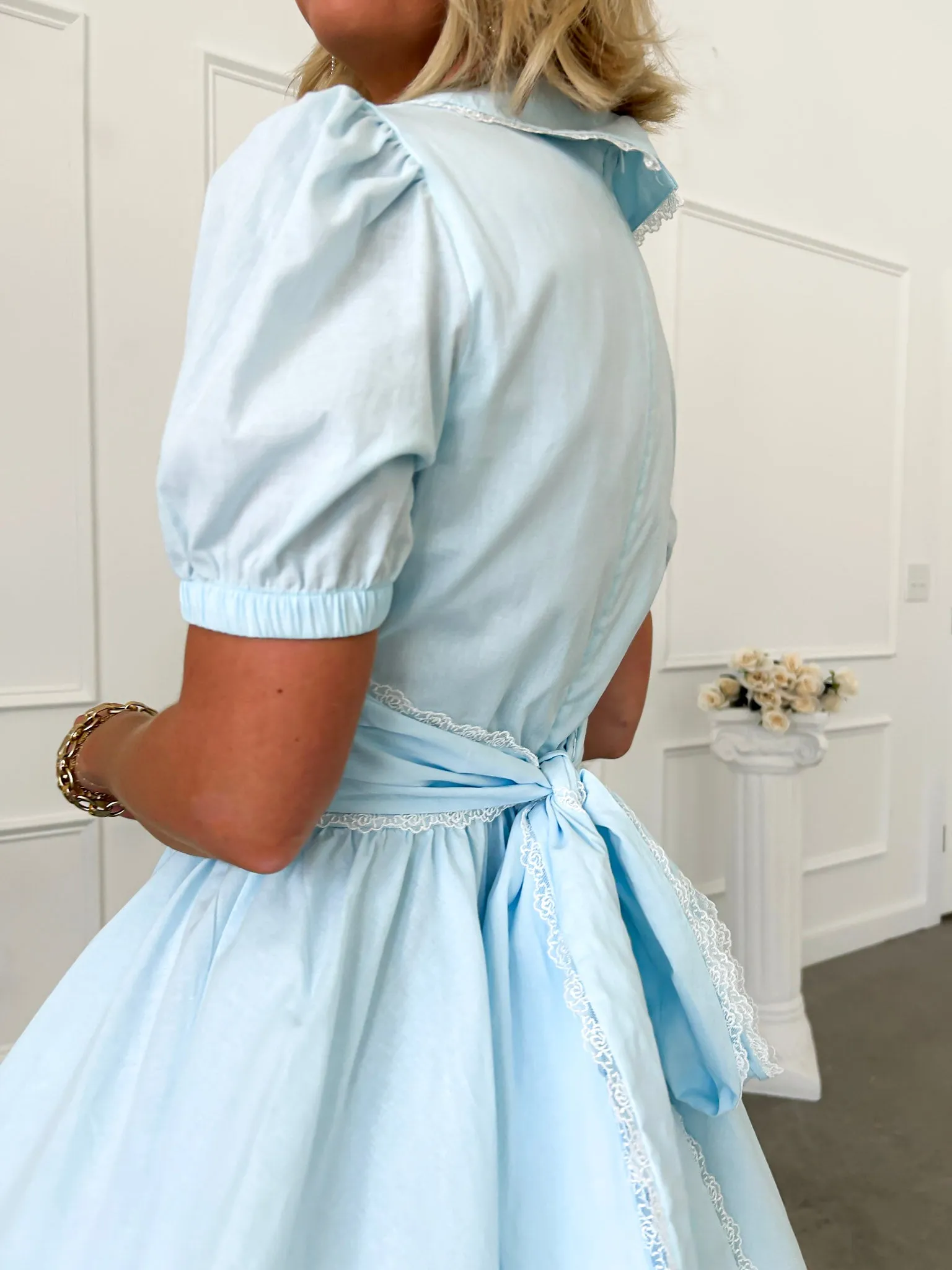 Time For Tea Blue Peter Pan Collar Mini Dress FINAL SALE