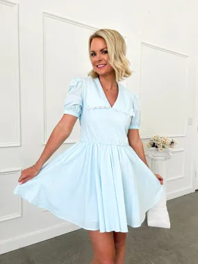Time For Tea Blue Peter Pan Collar Mini Dress FINAL SALE