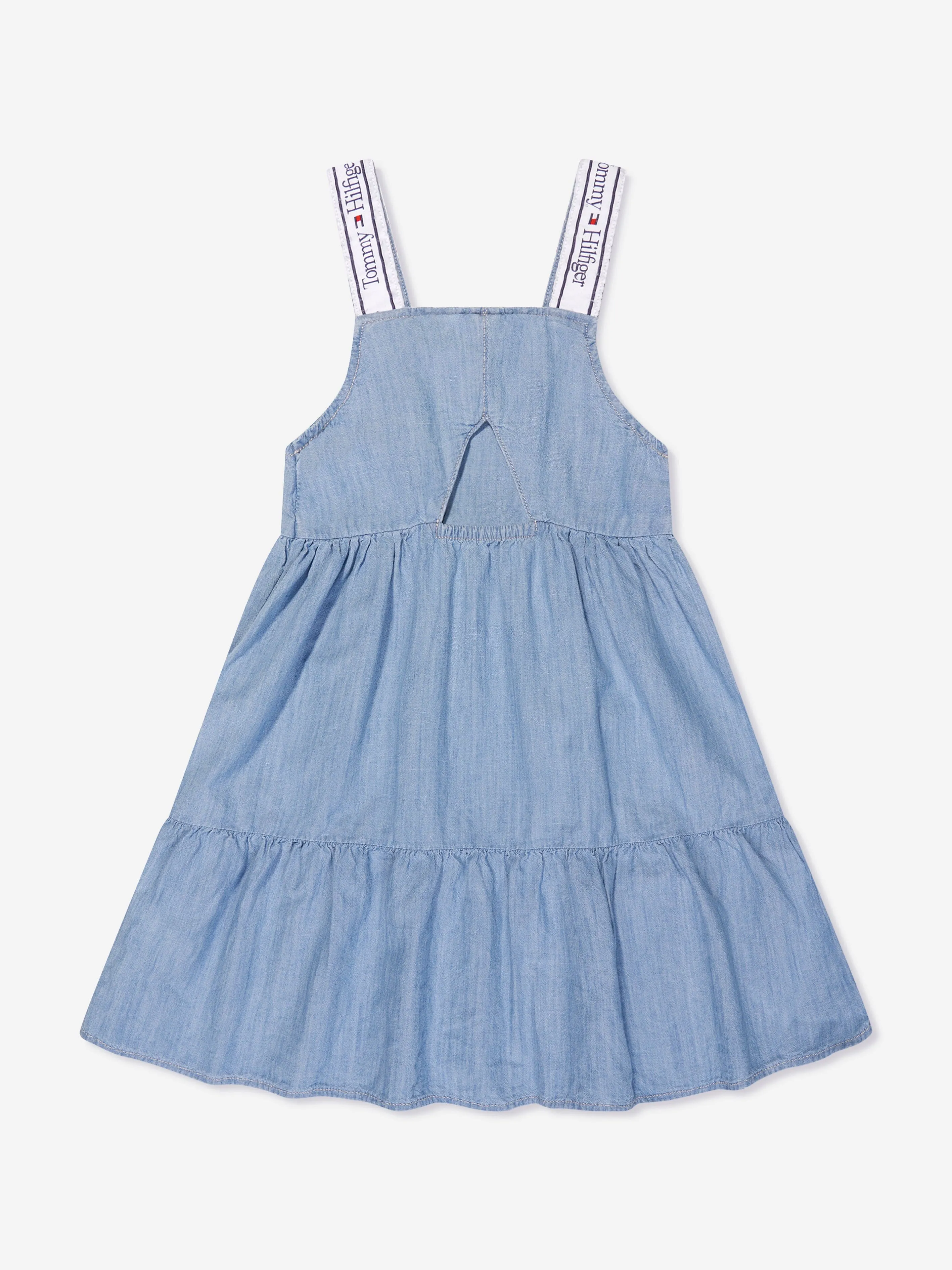 Tommy Hilfiger Girls Lyocell Strap Denim Dress in Blue