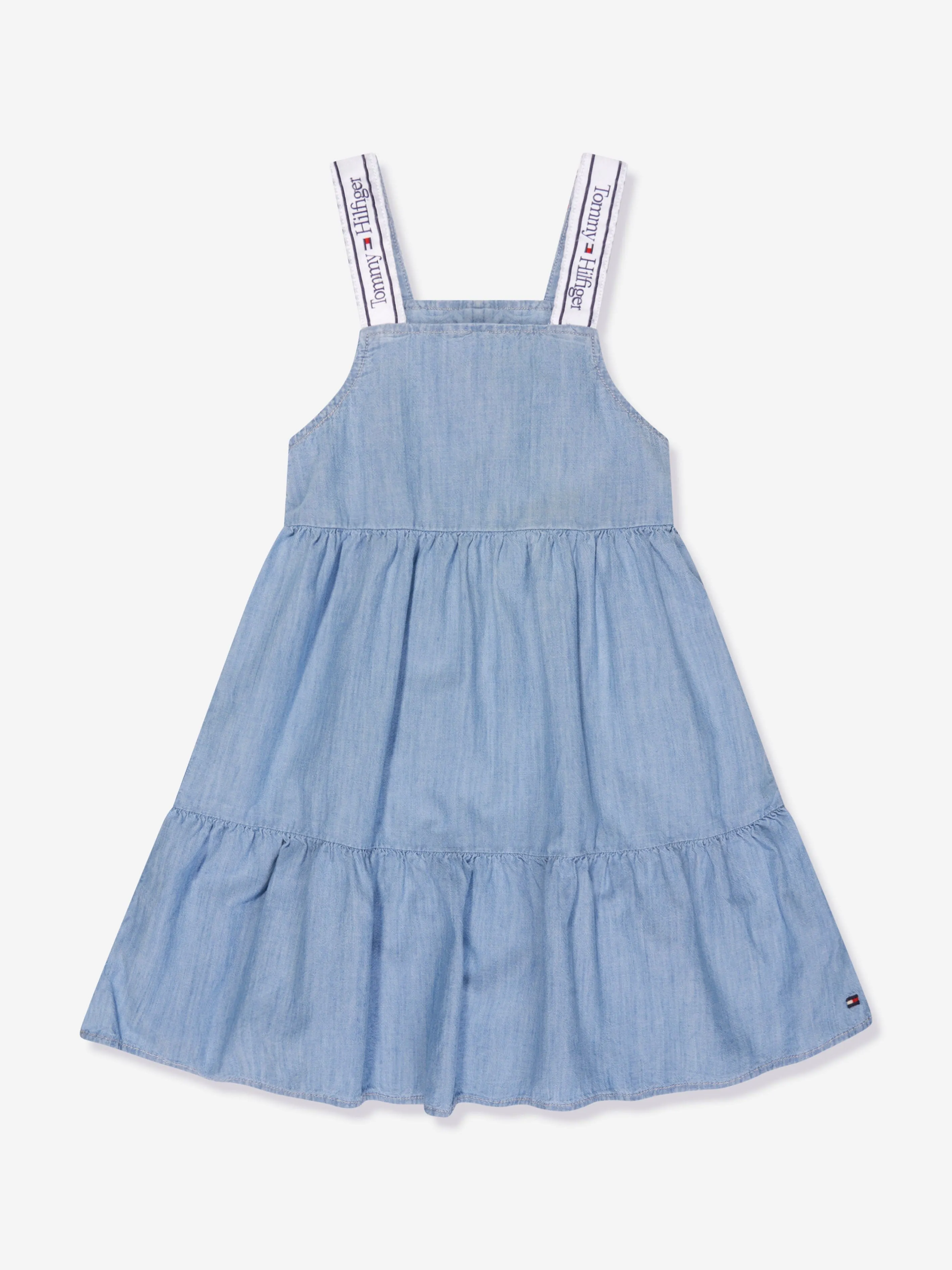Tommy Hilfiger Girls Lyocell Strap Denim Dress in Blue