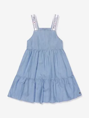 Tommy Hilfiger Girls Lyocell Strap Denim Dress in Blue