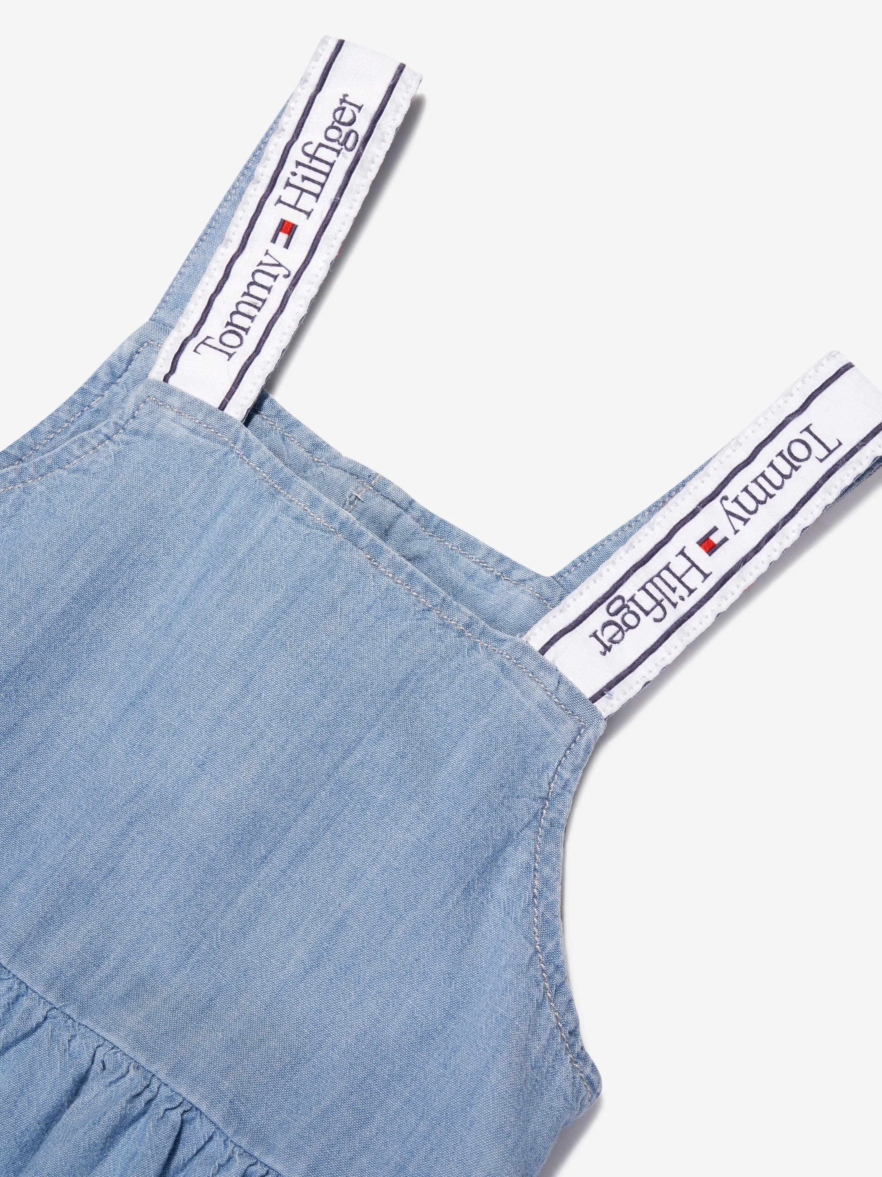 Tommy Hilfiger Girls Lyocell Strap Denim Dress in Blue