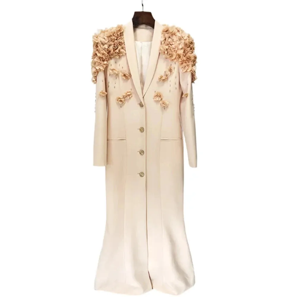 Trend4us Women's 3D Flowers Applique Blazer Gown